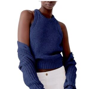 J. Crew blue sleeveless knit sweater tank size small